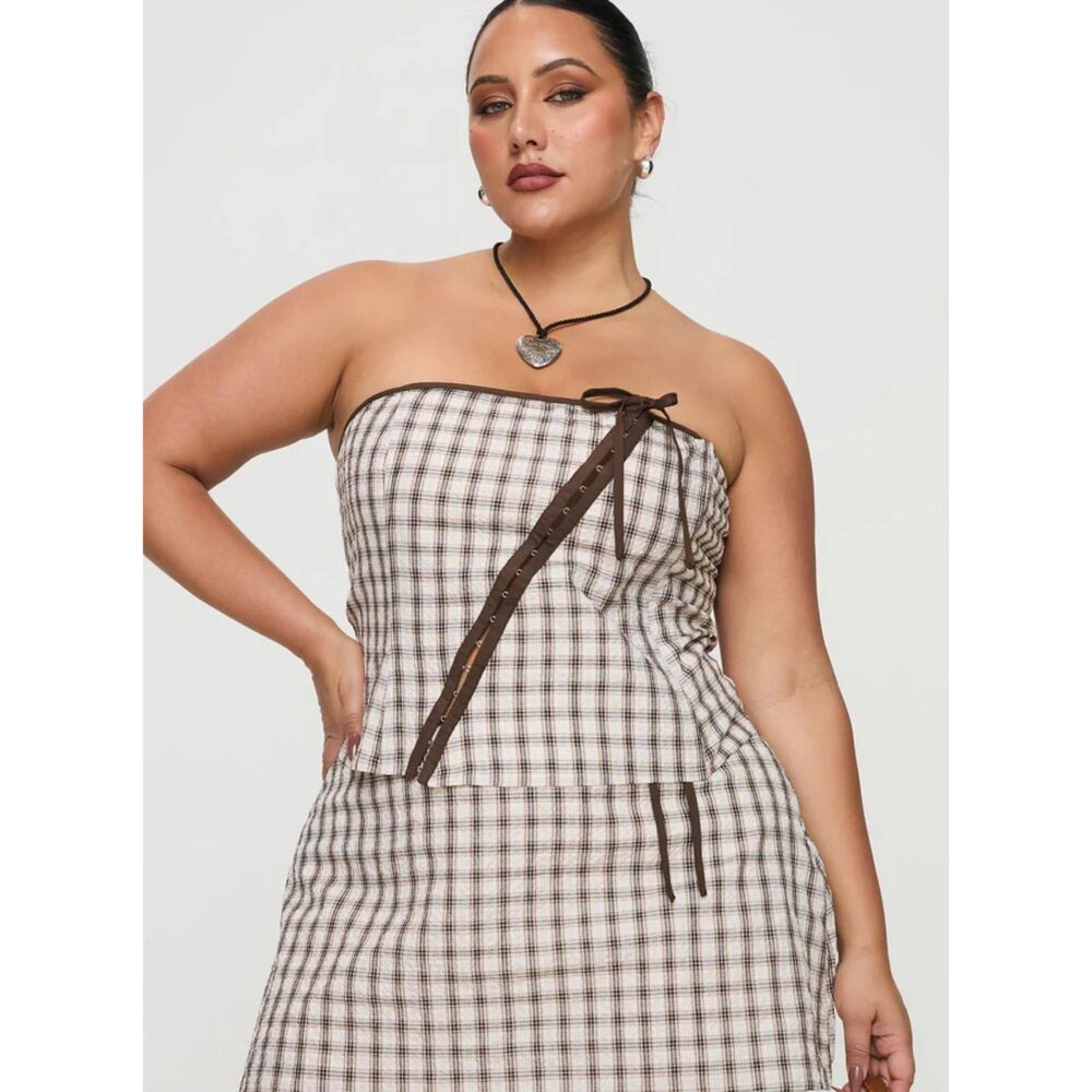 princess polly be by baby top plaid curve us 14